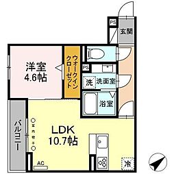 フェリノア 1LDKの間取図画像