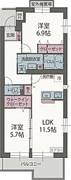 ユングフラウ 2LDKの間取図画像
