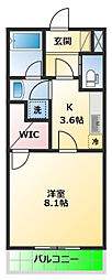 Domus東静岡 1Kの間取図画像