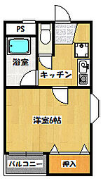 サンシティー柳川 1Kの間取図画像