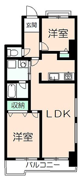 ヒルトップ多摩平の森 209｜東京都日野市日野台1丁目(賃貸マンション2LDK・2階・50.16㎡)の写真 その2