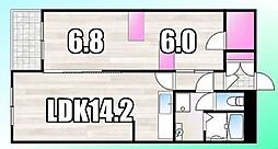 JR中央本線 高尾駅 バス6分 鍛治屋敷下車 徒歩1分の賃貸マンション 3階2LDKの間取り