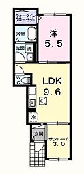JR五日市線 武蔵増戸駅 徒歩16分の賃貸アパート 1階1LDKの間取り