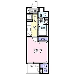 京王線 長沼駅 徒歩11分の賃貸マンション 3階1Kの間取り