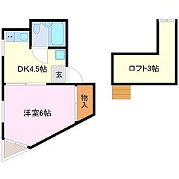 JR中央本線 日野駅 徒歩11分の賃貸アパート 2階1DKの間取り