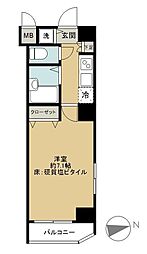 京王線 京王八王子駅 徒歩3分の賃貸マンション 6階1Kの間取り