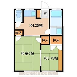 JR横浜線 片倉駅 徒歩5分の賃貸アパート 2階2Kの間取り