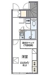 レオパレスジュネス3 1Kの間取図画像