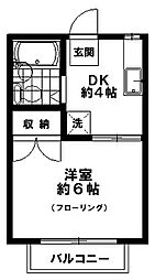 エステートピア八王子 1DKの間取図画像