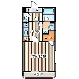 クラリス 1Kの間取図画像