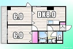 シュゼル八王子 2DKの間取図画像