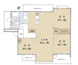 あざみ野団地3-1-10号棟 3LDKの間取図画像