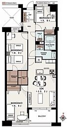 エステ・スクエア小田急相模原ステージ1 3LDKの間取図画像