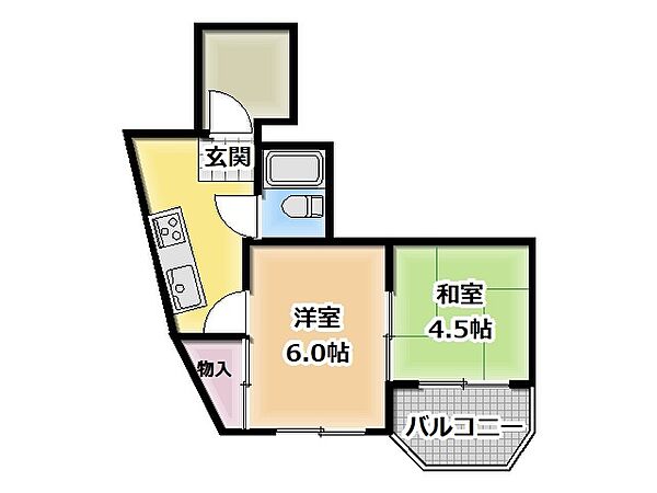 コスモ八坂ハイツ ｜大阪府寝屋川市八坂町(賃貸マンション2K・4階・30.00㎡)の写真 その2