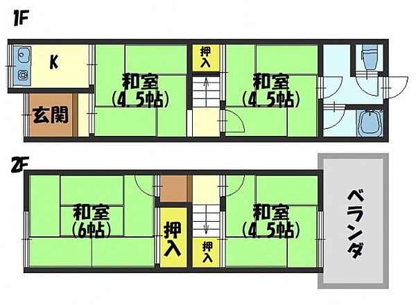 大阪府寝屋川市春日町(賃貸テラスハウス4K・2階・47.00㎡)の写真 その2