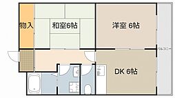 福住マンション 2階2DKの間取り