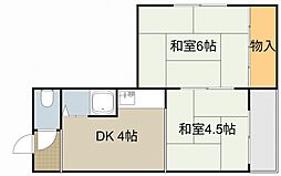 浜町ハイツ 2DKの間取図画像