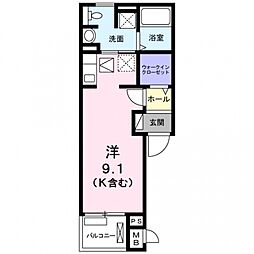 スペリオール門真南 1階ワンルームの間取り
