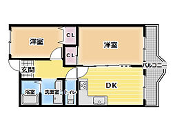 ピュアネスDOI 2DKの間取図画像
