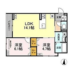 セレスティア柴又V五月雨 2LDKの間取図画像