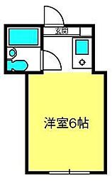 ソニック64 1階ワンルームの間取り