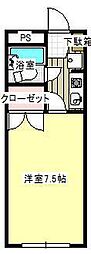 ベルメゾン・サンII 2階1Kの間取り