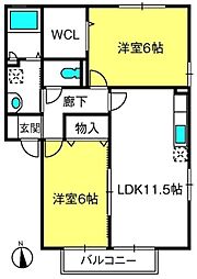 ルーナベルテ　壱番館 1階2LDKの間取り