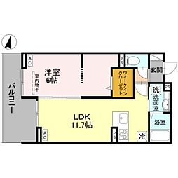 さいたま市北区土呂町1丁目アパート 1LDKの間取図画像