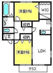 グリーンスクエアD 2LDKの間取図画像