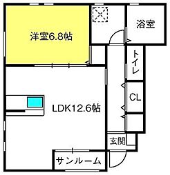 バーチュー・ドゥエリング 1LDKの間取図画像
