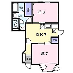 ルミエールB 2DKの間取図画像