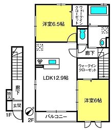 アーク本郷壱番館 2LDKの間取図画像