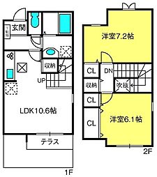 フォレストヒルズH棟 2LDKの間取図画像