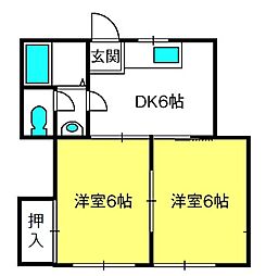 カーサアザレア 2DKの間取図画像