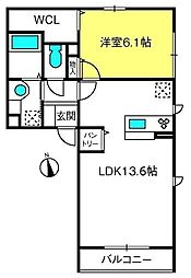 カーサコンフォルトA 1LDKの間取図画像