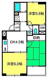 クリスタル岩槻 3DKの間取図画像