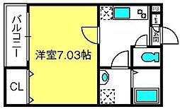 ジーメゾン宮原 1Kの間取図画像