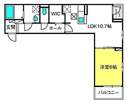 カルム・コリーヌ 1LDKの間取図画像