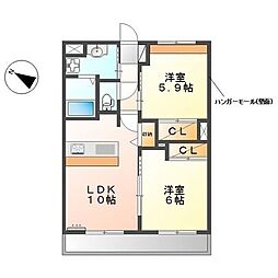 シュプリーム・フィオレ 2LDKの間取図画像