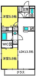 ヘーベルメゾン大和田公園 2LDKの間取図画像