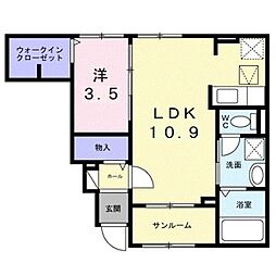 カーサ・ヴェルデ 1LDKの間取図画像