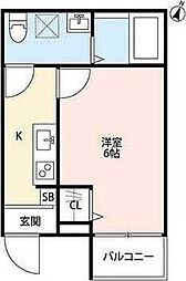 クリスタルレジデンス大和田 1Kの間取図画像
