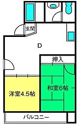 荒井第一ビル 2LDKの間取図画像