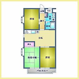 エビデンス上尾 3DKの間取図画像