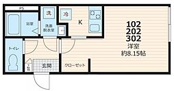 こもれ陽コクリコ 1Kの間取図画像