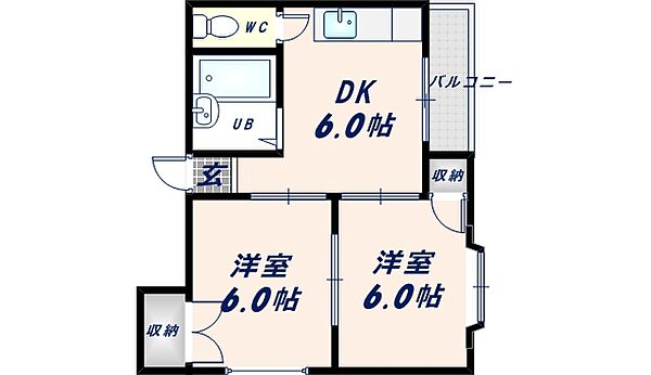 サンシャインMKM今里IV 601｜大阪府大阪市東成区大今里南1丁目(賃貸マンション2DK・6階・40.00㎡)の写真 その2