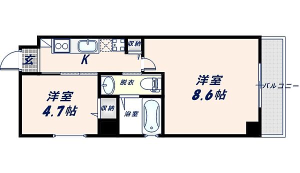 グランシアター高井田 502｜大阪府東大阪市川俣1丁目(賃貸マンション1SK・5階・33.97㎡)の写真 その2