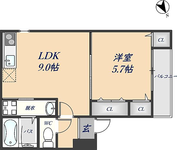 ベルドミール久宝園八番館 103｜大阪府八尾市久宝園3丁目(賃貸アパート1LDK・1階・36.35㎡)の写真 その2