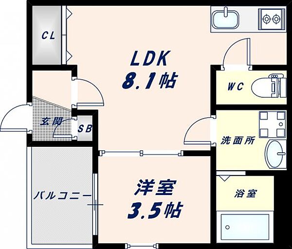 badge nagase ｜大阪府東大阪市長瀬町1丁目(賃貸アパート1LDK・2階・28.58㎡)の写真 その2