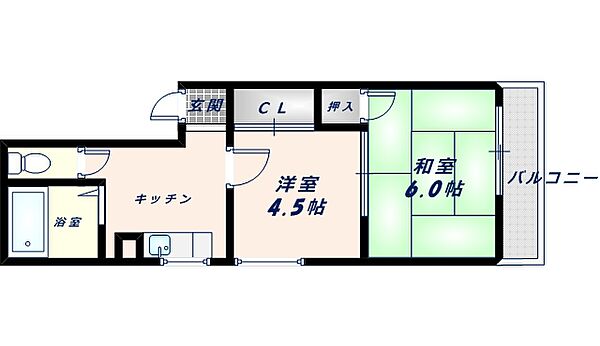 カーザ寿 ｜大阪府東大阪市寿町3丁目(賃貸マンション2K・6階・32.00㎡)の写真 その2